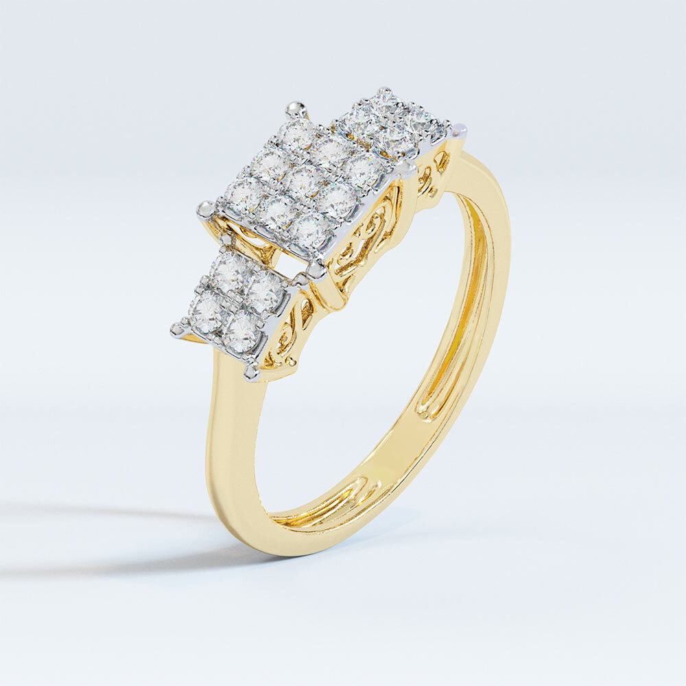 Eloquent Tri-Diamond Ring