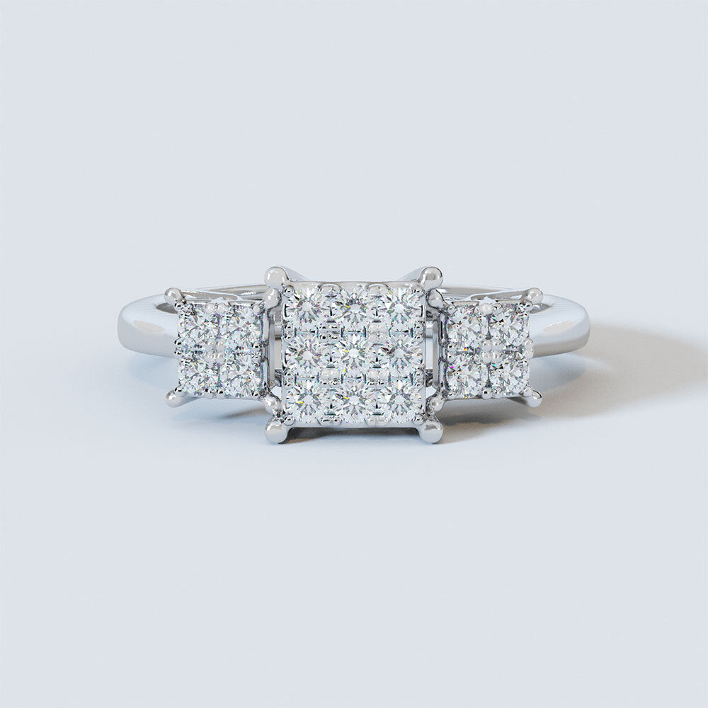 Eloquent Tri-Diamond Ring